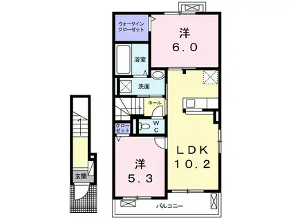 フェリステージ Ⅱ(2LDK/2階)の間取り写真