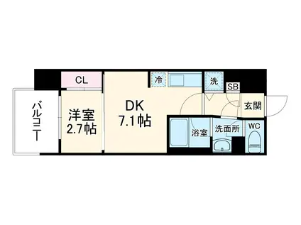 シーズンフラッツ中崎(1LDK/14階)の間取り写真