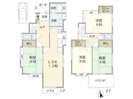 東北本線 東大宮駅 徒歩20分 2階建 築33年(4LDK)の間取り写真