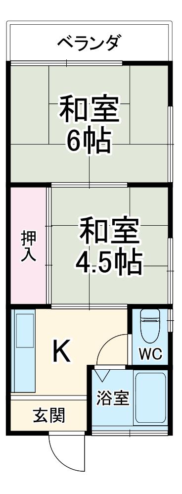 メゾンヨコタ(2K/2階)の間取り写真