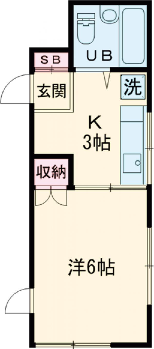 アパートメントK(1K/2階)の間取り写真