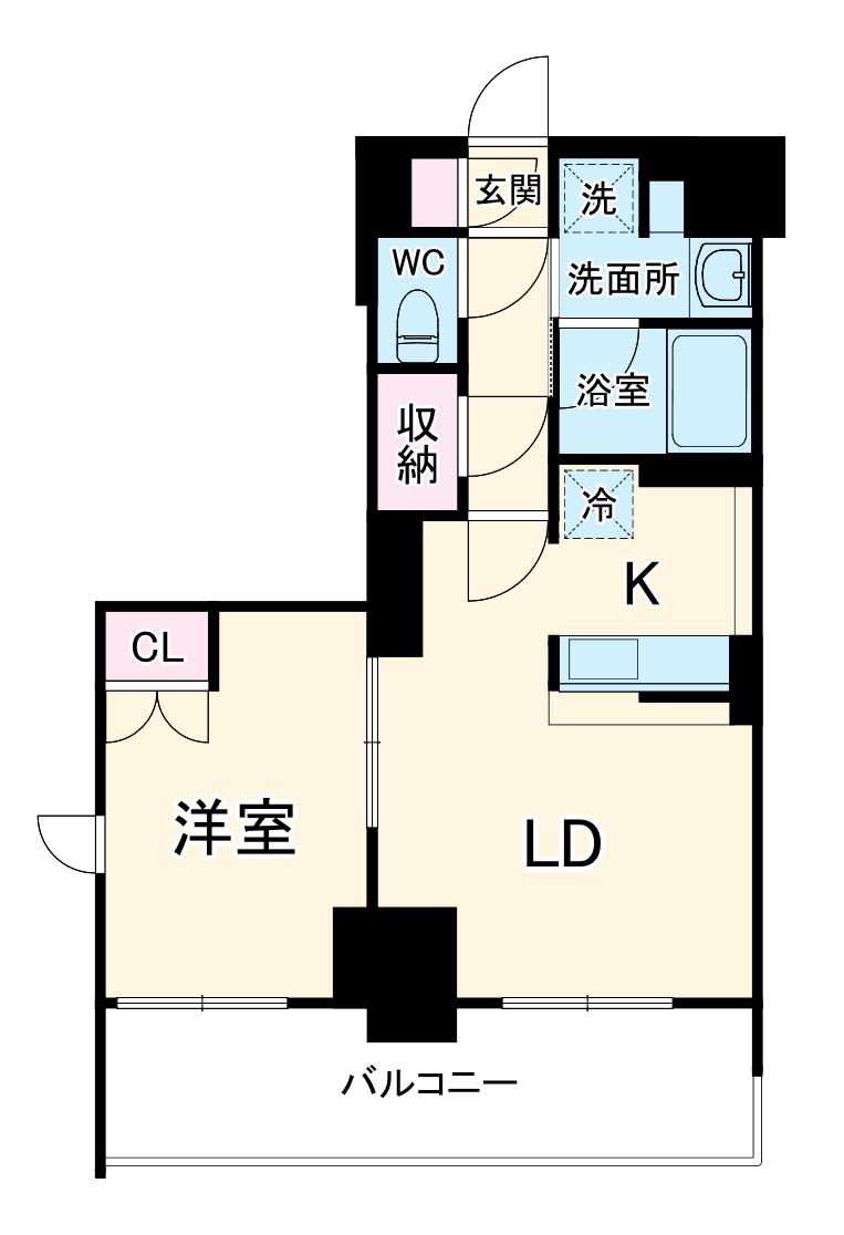 TENAS池下(1LDK/10階)の間取り写真