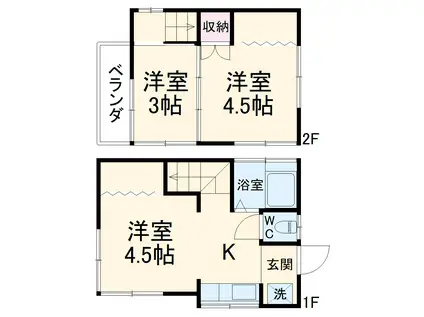 東武鉄道東上線 ふじみ野駅 徒歩26分 2階建 築55年(3K)の間取り写真