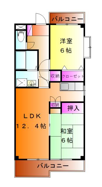 MSコーポ(2LDK/2階)の間取り写真