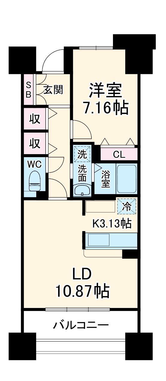パークホームズ刈谷サザンゲートウエスト(1LDK/13階)の間取り写真