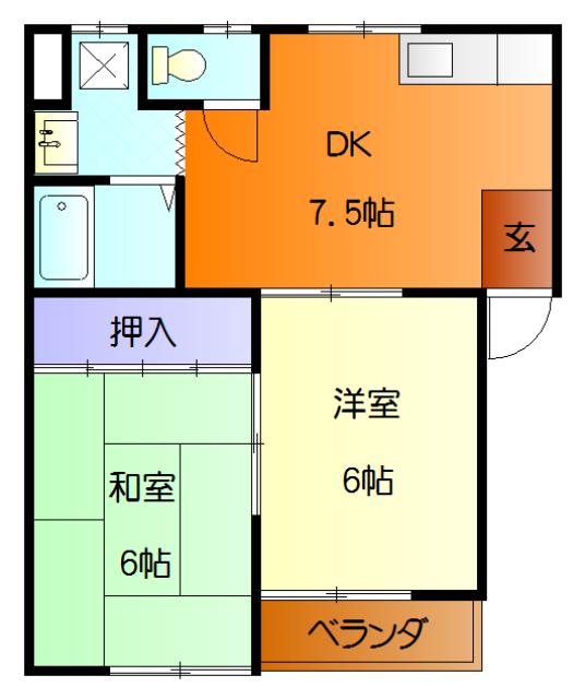 REINAⅡ(2DK/2階)の間取り写真