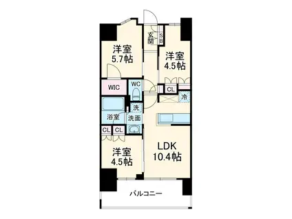 PRESIS HIRATSUKA(3LDK/9階)の間取り写真