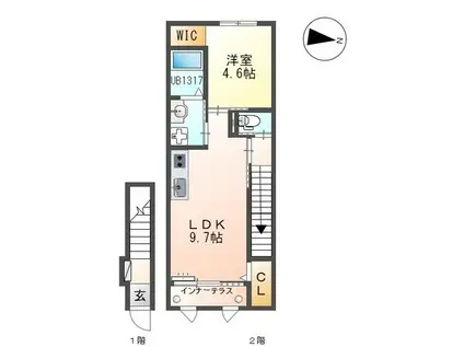 CONFORTO原島(1LDK/2階)の間取り写真