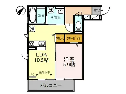 CLAIR DE LUNE(1LDK/2階)の間取り写真