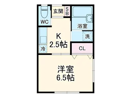 三山 ハイツ(1K/2階)の間取り写真