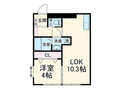 クリハラコーポ(1LDK/2階)の間取り写真
