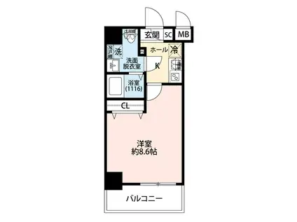 プレール・ドゥーク西新井Ⅲ(1K/1階)の間取り写真