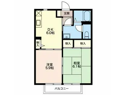 AFLOAT 2番館(2DK/1階)の間取り写真