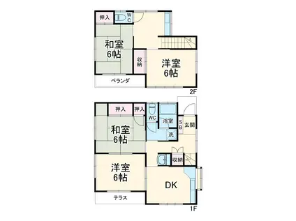 東武伊勢崎・大師線 東武動物公園駅 徒歩18分 2階建 築43年(4DK)の間取り写真