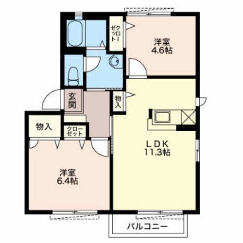 メディオ(2LDK/2階)の間取り写真