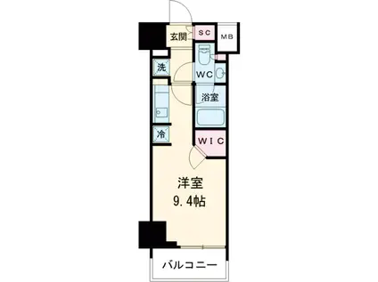 ONE ROOF RESIDENCE TAMACHI(ワンルーム/9階)の間取り写真