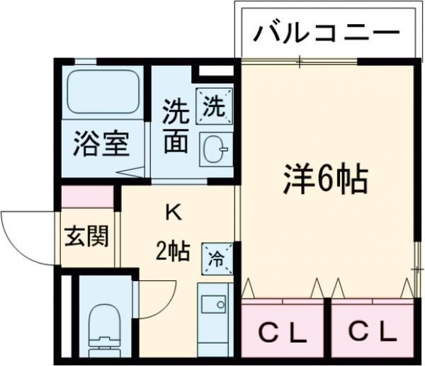 アムール(1K/2階)の間取り写真