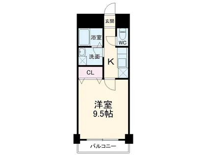 リベルテ高崎(1K/6階)の間取り写真