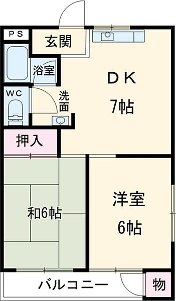 山陽ビル(2DK/4階)の間取り写真