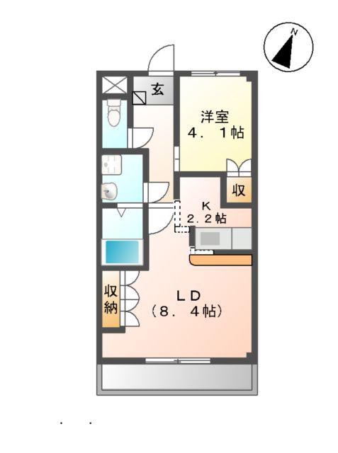 プランドール(1LDK/1階)の間取り写真