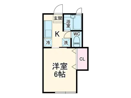 アーデンハイツ(1K/1階)の間取り写真