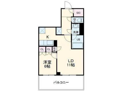 ドゥーエ大宮(1LDK/9階)の間取り写真