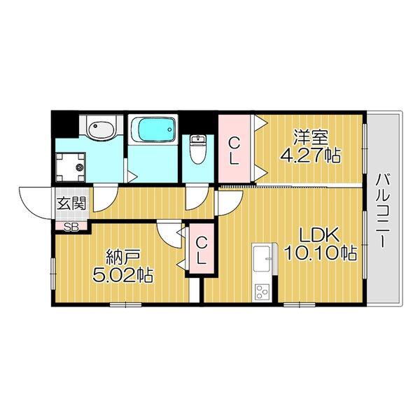 GRAND STEADY 西中島(1SLDK/2階)の間取り写真