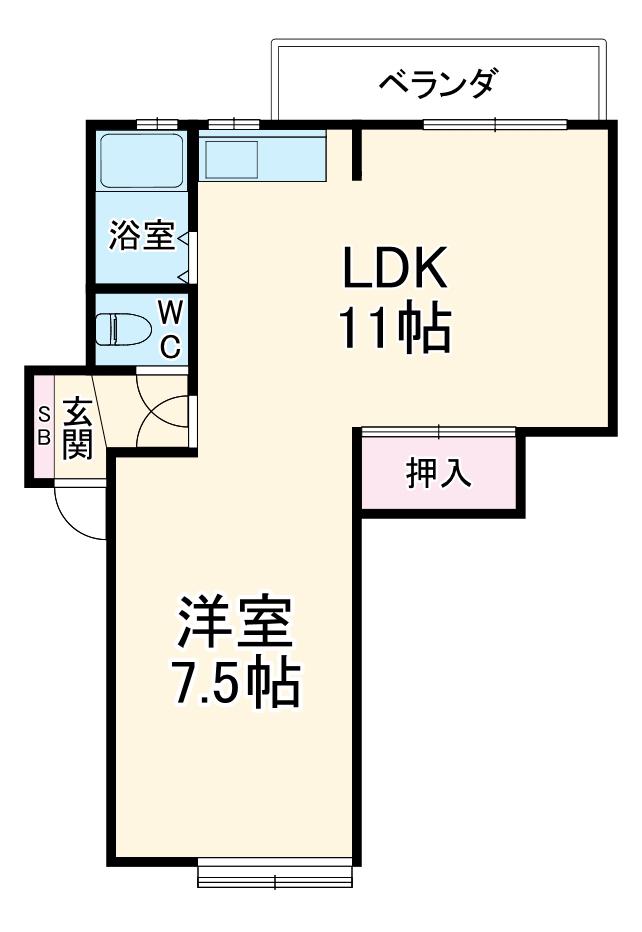 向丘プラザハウス(1LDK/1階)の間取り写真