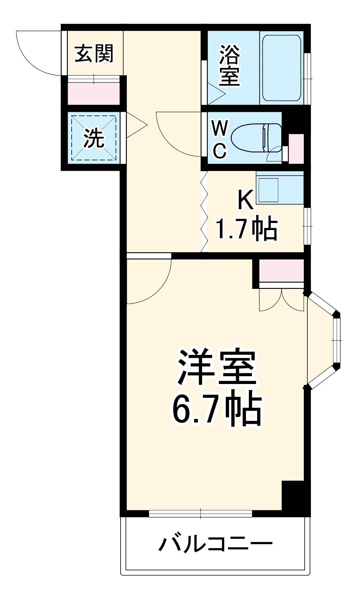 プルミエール大宮(1K/2階)の間取り写真