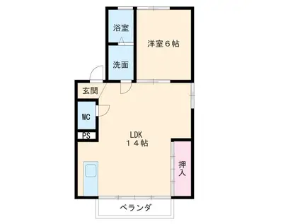 TERRACE高野Ⅰ(1LDK/2階)の間取り写真