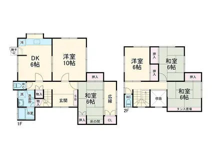 能勢電鉄 滝山駅 徒歩19分 2階建 築45年(5DK)の間取り写真