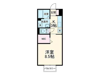 ミアカーサ(1K/1階)の間取り写真