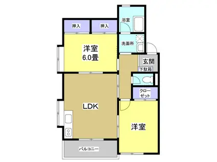 アルボレス(2LDK/1階)の間取り写真