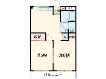 ビクトリーハイツ(2DK/1階)の間取り写真