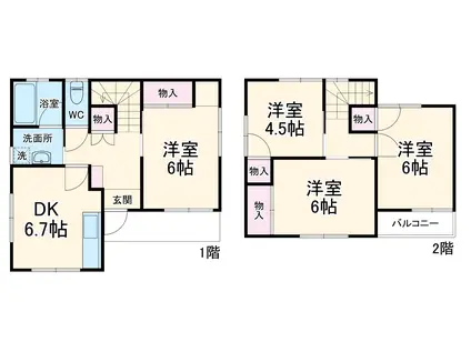 京成電鉄本線 京成大和田駅 徒歩17分 2階建 築49年(4DK)の間取り写真