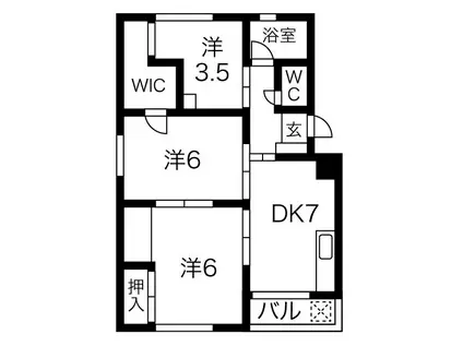 BLUE ROSE咲(3DK/3階)の間取り写真