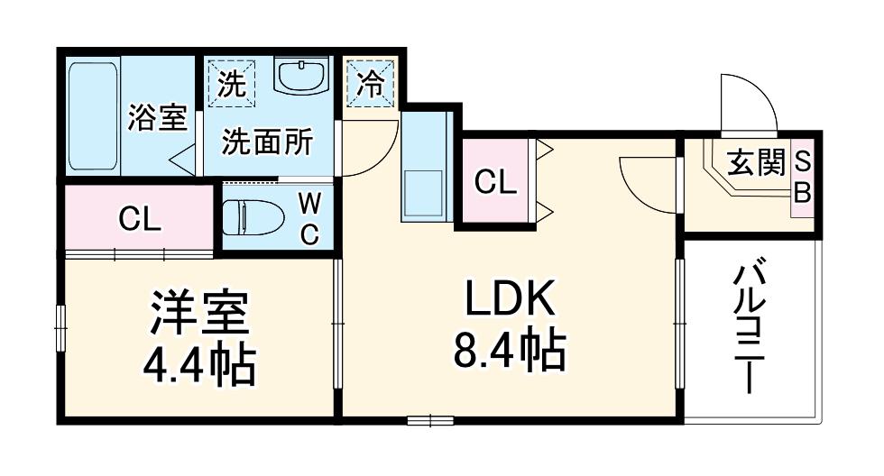 ハーモニーテラス下米野町2(1LDK/2階)の間取り写真