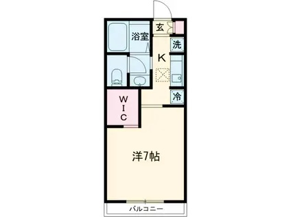メルベーユ A棟(1K/1階)の間取り写真