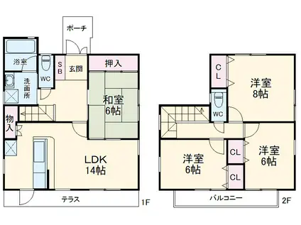 名古屋市鶴舞線 原駅(愛知) 徒歩13分 2階建 築23年(4LDK)の間取り写真