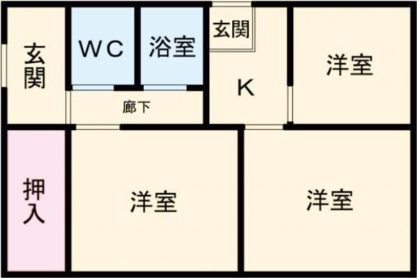 東北本線 間々田駅 徒歩12分 1階建 築59年(3K)の間取り写真