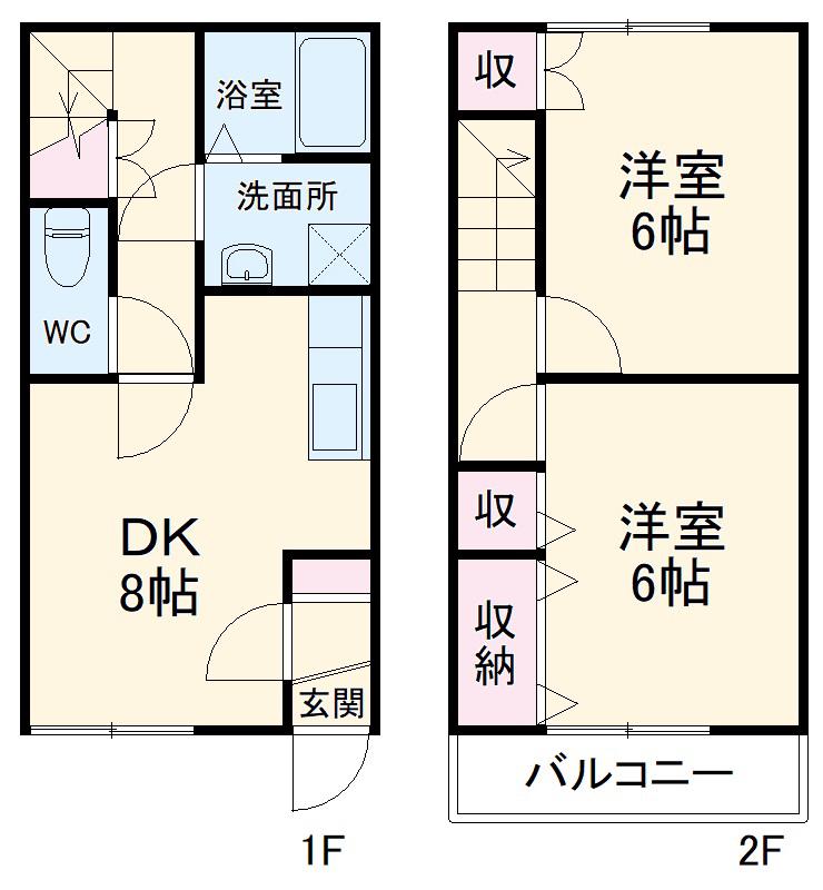メゾネット・アミ(2DK)の間取り写真