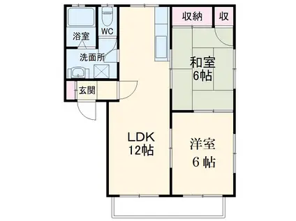 ハピネスB(2LDK/2階)の間取り写真