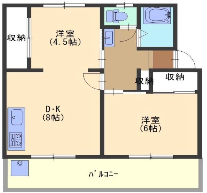 メゾンレポス鏡島(2DK/2階)の間取り写真