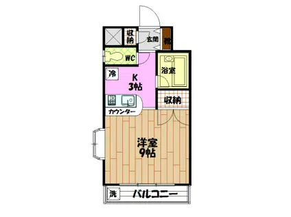 山美第二ビル(ワンルーム/3階)の間取り写真