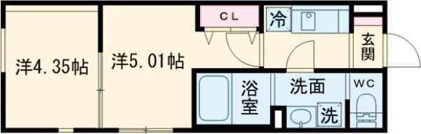 LUORE上北沢駅前(1DK/1階)の間取り写真