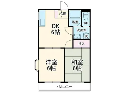 第6磯部コーポ(2DK/3階)の間取り写真