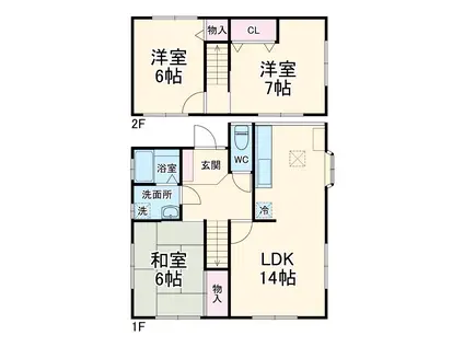 小田急電鉄江ノ島線 善行駅 徒歩15分 2階建 築51年(3LDK)の間取り写真