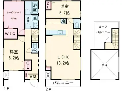 東急大井町線 等々力駅 徒歩17分 2階建 築8年(2SLDK)の間取り写真