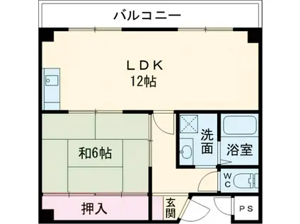 ハイツ小松里(1LDK/2階)の間取り写真