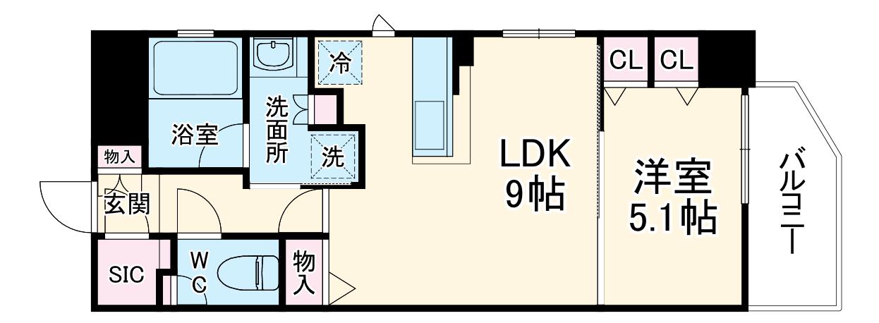 タムズコンフォート(1LDK/4階)の間取り写真